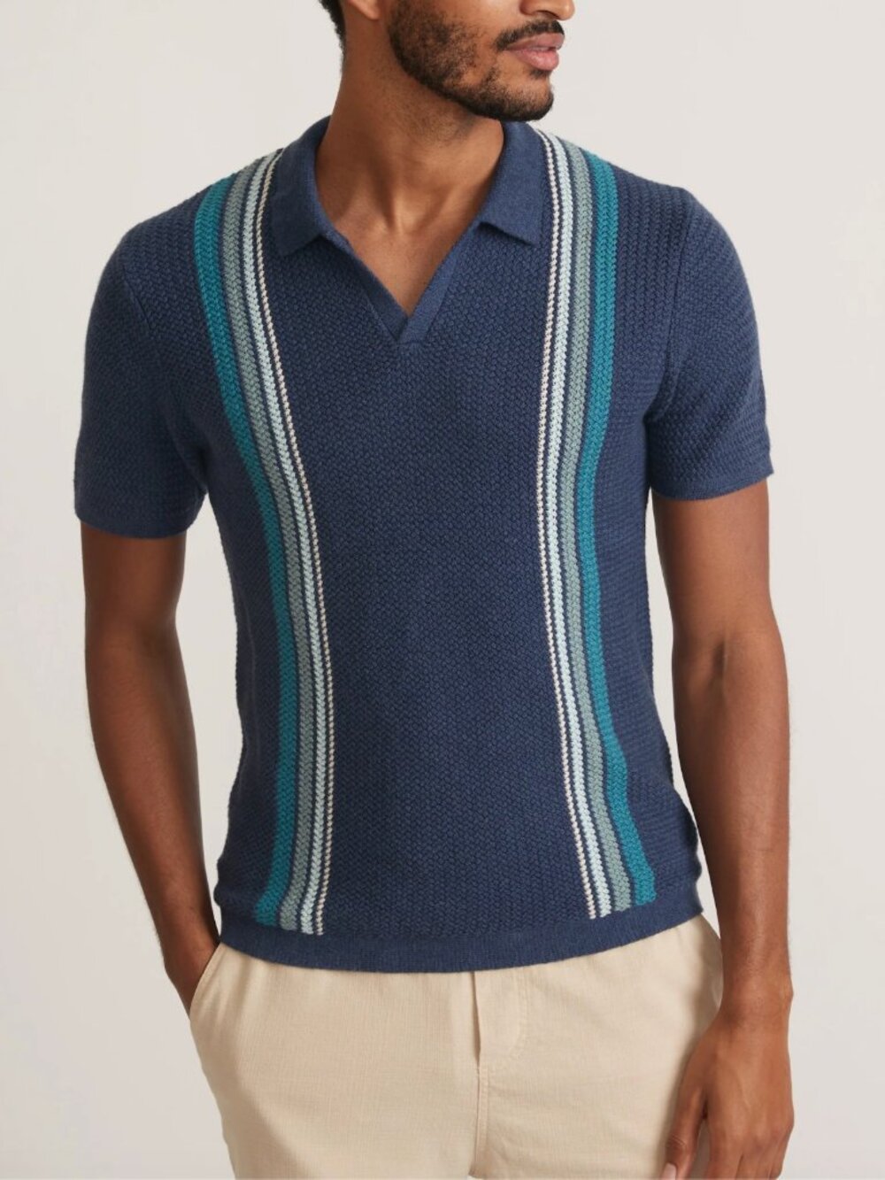 Marine Layer Conrad Vertical Stripe Sweater Polo